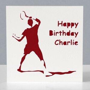 Carte d'anniversaire de tennis personnalisée pour joueur ou fan de tennis - Carte de voeux découpée en papier image 3