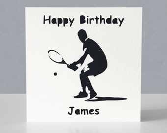 Personalised Birthday Card for Tennis Fan - Handmade Papercut Greeting Card