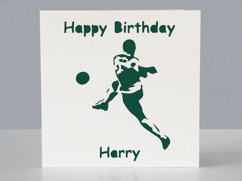 Carte d'anniversaire personnalisée pour footballeur ou fan de football - fan de football joueur de football - carte de voeux en papier découpé image 3