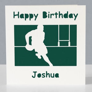 Tarjeta de cumpleaños personalizada para un jugador de rugby o un fanático del rugby: tarjeta de felicitación de rugby cortada en papel