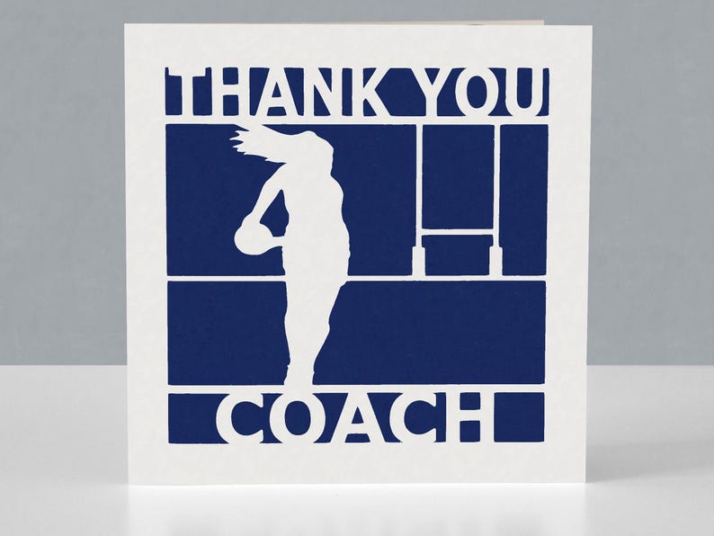 Carte de remerciement pour un entraîneur de rugby féminin - Conception Papercut image 3