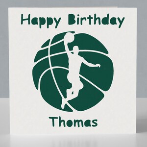 Carte d'anniversaire personnalisée pour fan de basket-ball - Carte de voeux découpée en papier faite main image 3