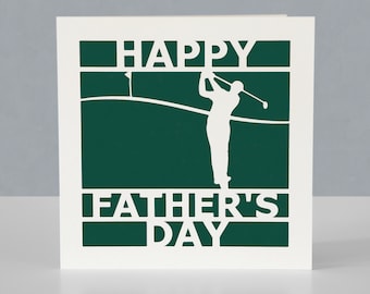 Father's Day Card for a Golf Fan Dad - Papercut Design