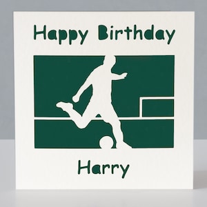Carte d'anniversaire personnalisée pour fan de football - carte de voeux de football en papier découpé pour footballeur - joueur de football - fan de football