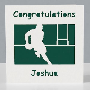 Tarjeta de felicitación de rugby personalizada - Diseño Papercut