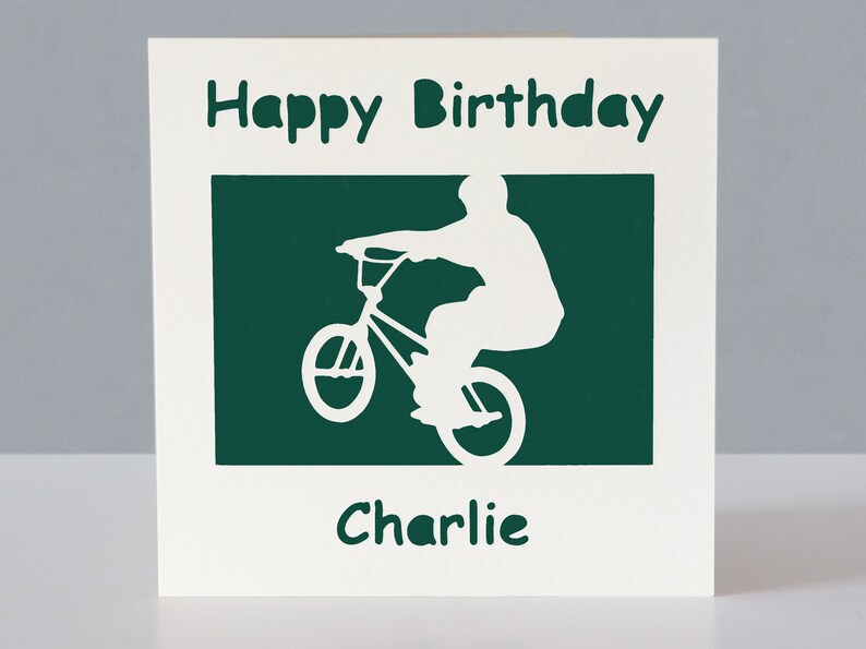 Carte d'anniversaire personnalisée pour fan de vélo BMX image 4