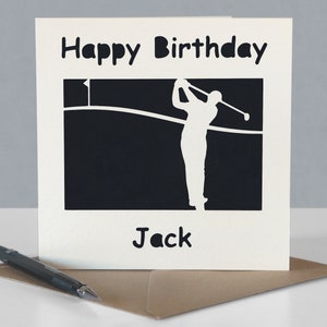 Carte d'anniversaire de golf personnalisée pour fan de golf - Carte de voeux faite main de golfeur en papier découpé image 5