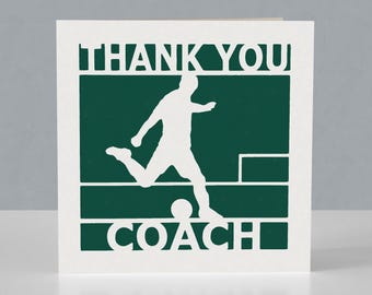 Carte de remerciement pour un entraîneur de football / entraîneur de football - Conception Papercut