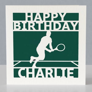 Carte d'anniversaire personnalisée pour joueur de tennis ou fan de tennis - Carte de voeux en papier découpé image 2