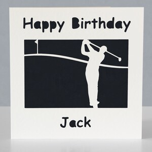 Carte d'anniversaire de golf personnalisée pour fan de golf - Carte de voeux faite main de golfeur en papier découpé image 4