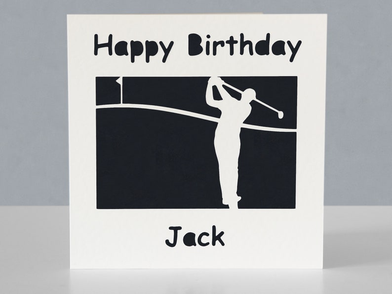 Carte d'anniversaire de golf personnalisée pour fan de golf - Carte de voeux faite main de golfeur en papier découpé image 4