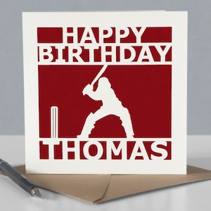 Carte d'anniversaire personnalisée pour joueur de cricket ou fan de cricket - Carte de voeux en découpe de papier image 5