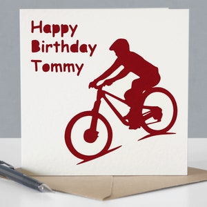 Carte d'anniversaire VTT personnalisée pour lui - Carte de voeux cycliste Papercut image 5