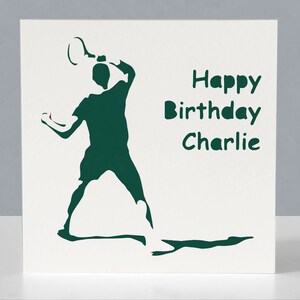Carte d'anniversaire de tennis personnalisée pour joueur ou fan de tennis - Carte de voeux découpée en papier image 4