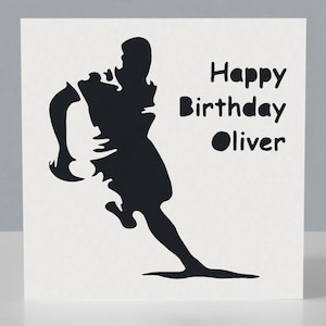 Tarjeta de cumpleaños de rugby personalizada para jugadores de rugby o fanáticos del rugby: tarjeta de felicitación con temática de rugby cortada en papel