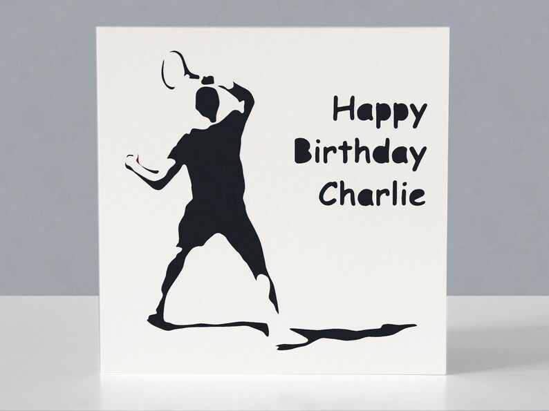 Carte d'anniversaire de tennis personnalisée pour joueur ou fan de tennis - Carte de voeux découpée en papier image 2