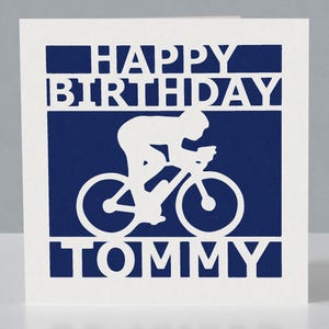 Carte d'anniversaire cycliste personnalisée pour cycliste - carte de voeux cycliste en papier découpé image 2
