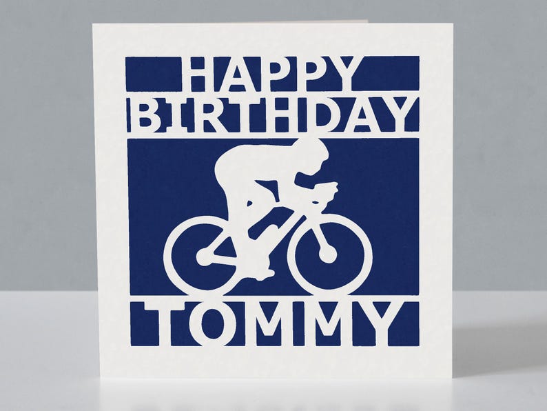 Carte d'anniversaire cycliste personnalisée pour cycliste - carte de voeux cycliste en papier découpé image 2