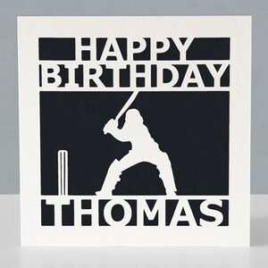 Carte d'anniversaire personnalisée pour joueur de cricket ou fan de cricket - Carte de voeux en découpe de papier image 3
