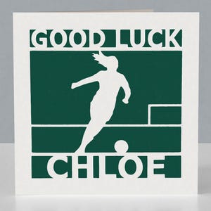 Carte porte-bonheur personnalisée pour une footballeuse - joueuse de football - Conception Papercut