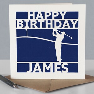 Carte d'anniversaire de golf personnalisée pour fan de golf - Carte de voeux de golf en papier découpée main image 5