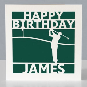 Tarjeta de cumpleaños de golf personalizada para fanáticos del golf: tarjeta de felicitación de golf hecha a mano con papel cortado