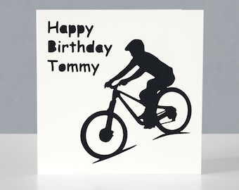 Carte d'anniversaire VTT personnalisée pour lui - Carte de voeux cycliste Papercut