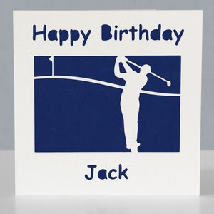 Carte d'anniversaire de golf personnalisée pour fan de golf - Carte de voeux faite main de golfeur en papier découpé image 2