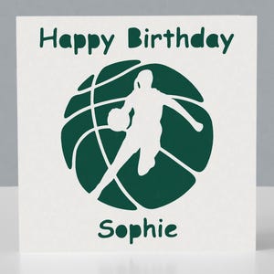 Carte d'anniversaire personnalisée pour fan de basket-ball - Carte de voeux en papier découpé pour basketteur image 4