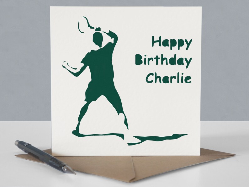 Carte d'anniversaire de tennis personnalisée pour joueur ou fan de tennis - Carte de voeux découpée en papier image 5