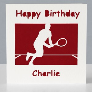 Carte d'anniversaire personnalisée pour joueur de tennis ou fan de tennis - Carte de voeux en papier découpé image 4