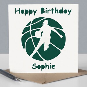 Carte d'anniversaire personnalisée pour fan de basket-ball - Carte de voeux en papier découpé pour basketteur image 5