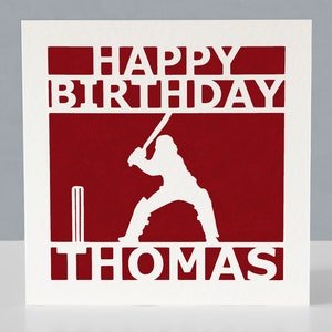 Carte d'anniversaire personnalisée pour joueur de cricket ou fan de cricket - Carte de voeux en découpe de papier image 4