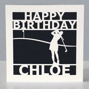 Carte d'anniversaire de golf personnalisée pour femme pour fan de golf - Carte de voeux de golf en papier découpée main image 4