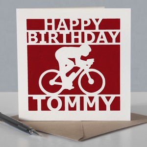 Carte d'anniversaire cycliste personnalisée pour cycliste - carte de voeux cycliste en papier découpé image 4