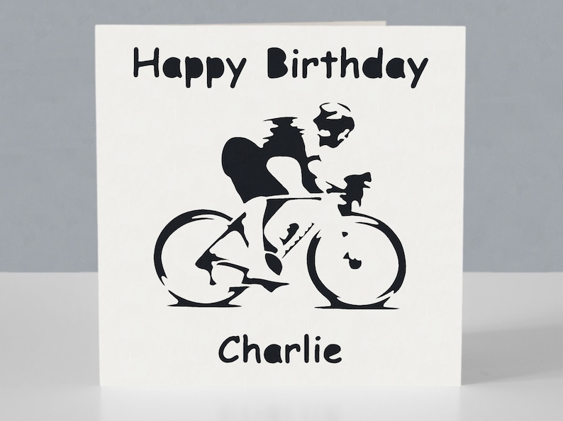Carte d'anniversaire cycliste personnalisée pour cycliste ou fan de course cycliste image 1