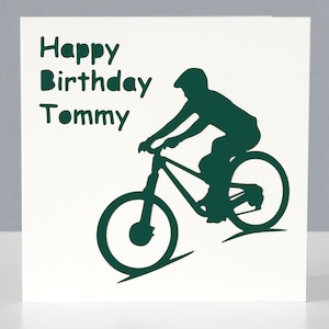 Carte d'anniversaire VTT personnalisée pour lui - Carte de voeux cycliste Papercut image 3