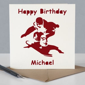 Carte d'anniversaire personnalisée de snowboarder - Carte de voeux de snowboard en papier découpé image 5