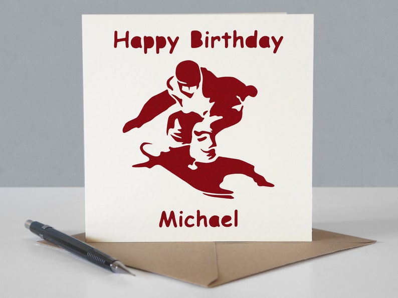 Carte d'anniversaire personnalisée de snowboarder - Carte de voeux de snowboard en papier découpé image 5
