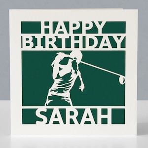 Biglietto di auguri personalizzato per il compleanno di golf femminile per golfista o appassionato di golf - Biglietto di auguri Papercut