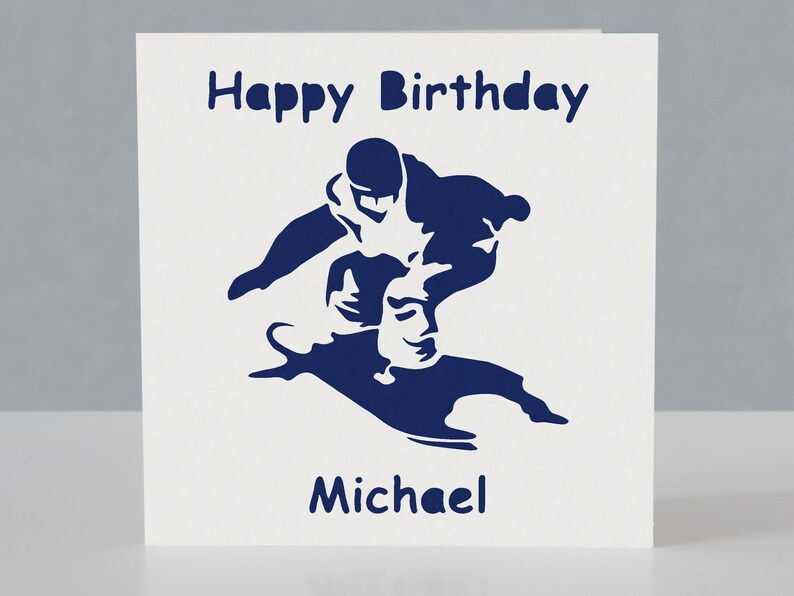 Carte d'anniversaire personnalisée de snowboarder - Carte de voeux de snowboard en papier découpé image 2