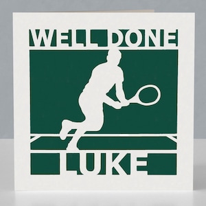 Personalised tennis well done card - Papercut design