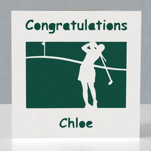 Carte de félicitations personnalisée pour golfeurs féminins - Modèle Papercut
