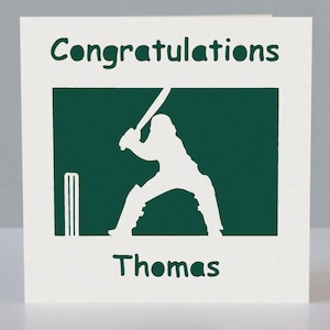 Tarjeta de felicitación de críquet personalizada - Diseño Papercut