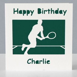 Carte d'anniversaire personnalisée pour joueur de tennis ou fan de tennis - Carte de voeux en papier découpé image 3