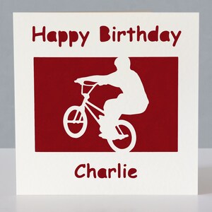 Carte d'anniversaire personnalisée pour fan de vélo BMX image 2