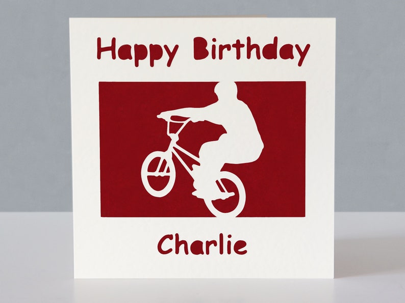 Carte d'anniversaire personnalisée pour fan de vélo BMX image 2
