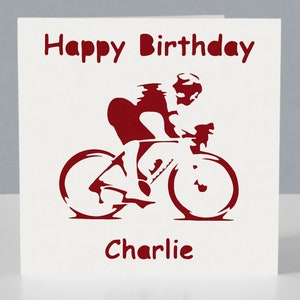 Carte d'anniversaire cycliste personnalisée pour cycliste ou fan de course cycliste image 3