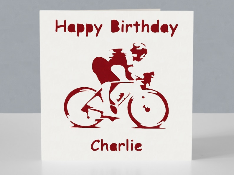 Carte d'anniversaire cycliste personnalisée pour cycliste ou fan de course cycliste image 3
