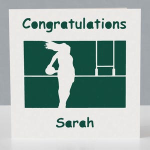 Carte de félicitations personnalisée pour le rugby féminin - Design Papercut